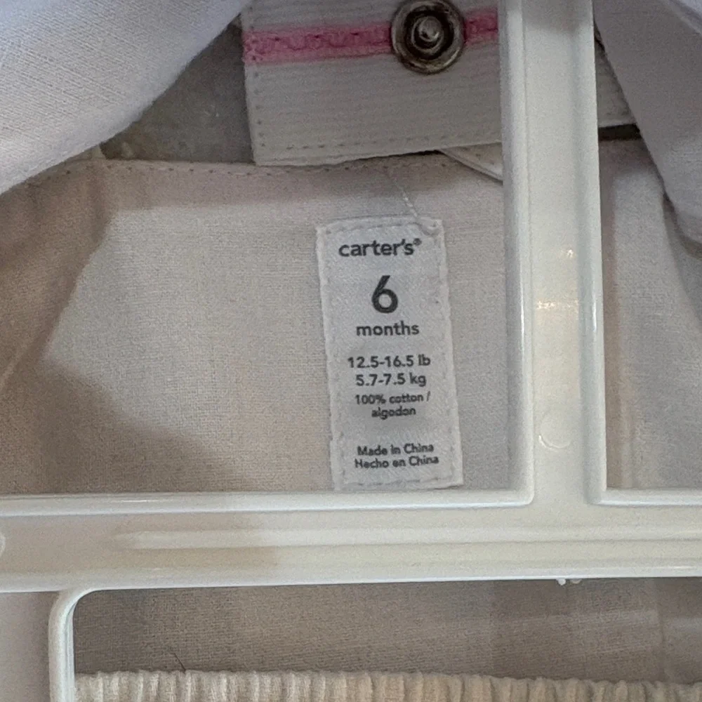 Carter's White Dress, Bloomers Pink Bunny and Floral Embroidery 6 m
